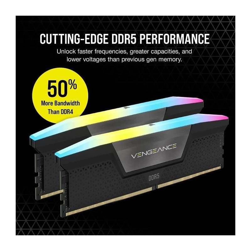 Mémoire RAM - CORSAIR - Vengeance RGB DDR5 RAM 64Go (2x32Go) 6400MHz