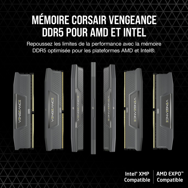 Mémoire RAM - CORSAIR - CMK32GX5M2B6400Z36 - 32 Go 2x 16 Go - VENGEAN