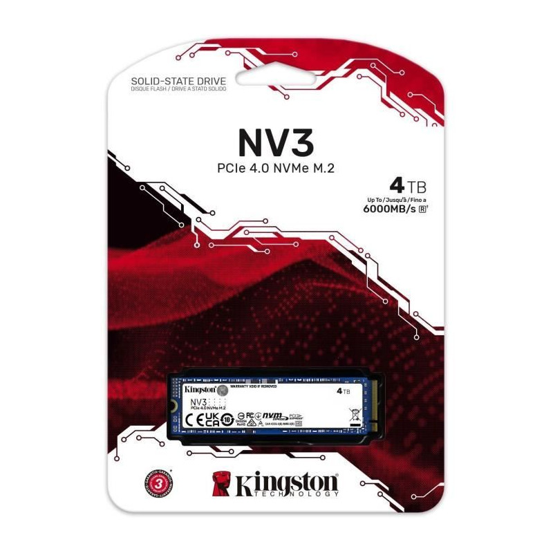 KINGSTON - NV3 - SSD Interne - 4 To - PCIe 4.0 NVMe M.2 2280