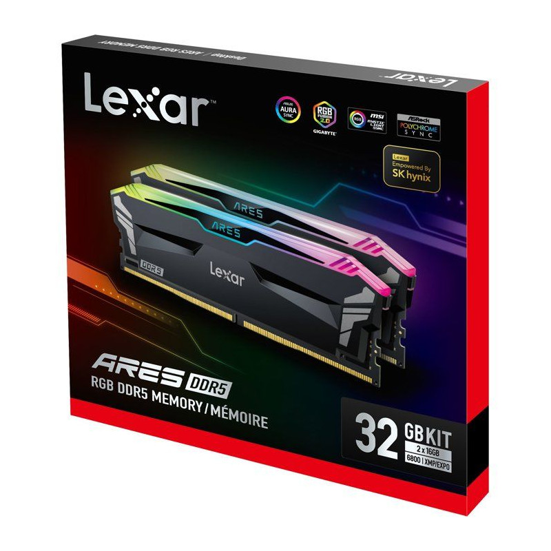 Barrette Mémoire - LEXAR Ares - DDR5 6800 - CL34 1.4 V - 32 Go (2x 16