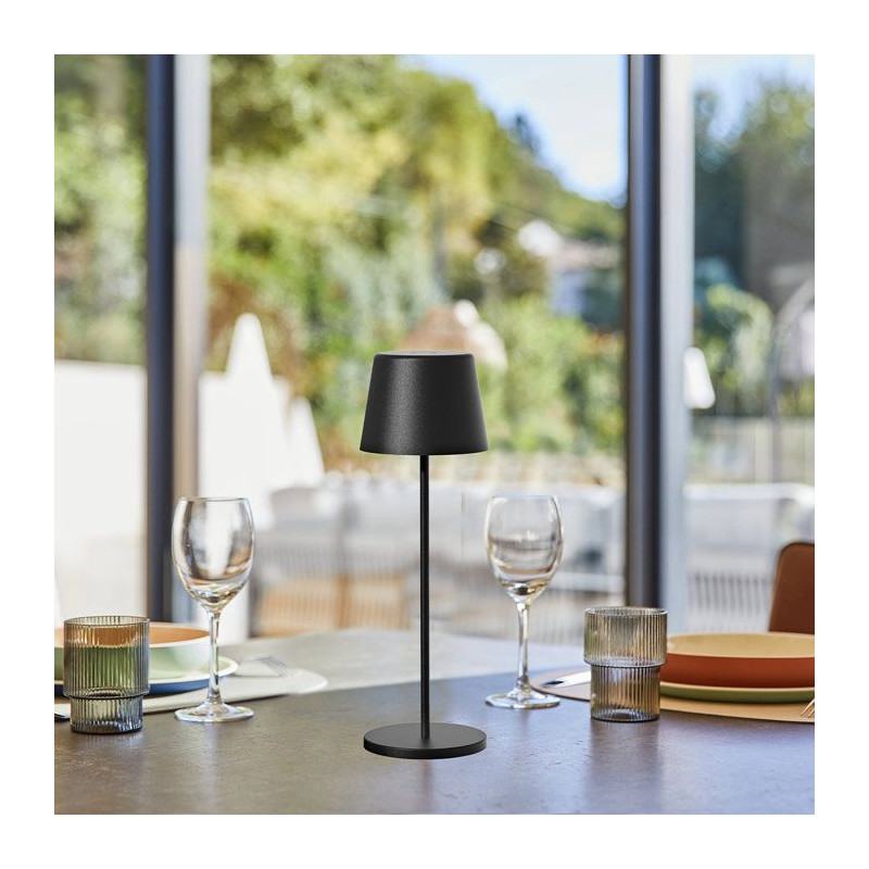 Lampe de table sans fil - LUMISKY - KELLY BLACK - Aluminium noir - LED