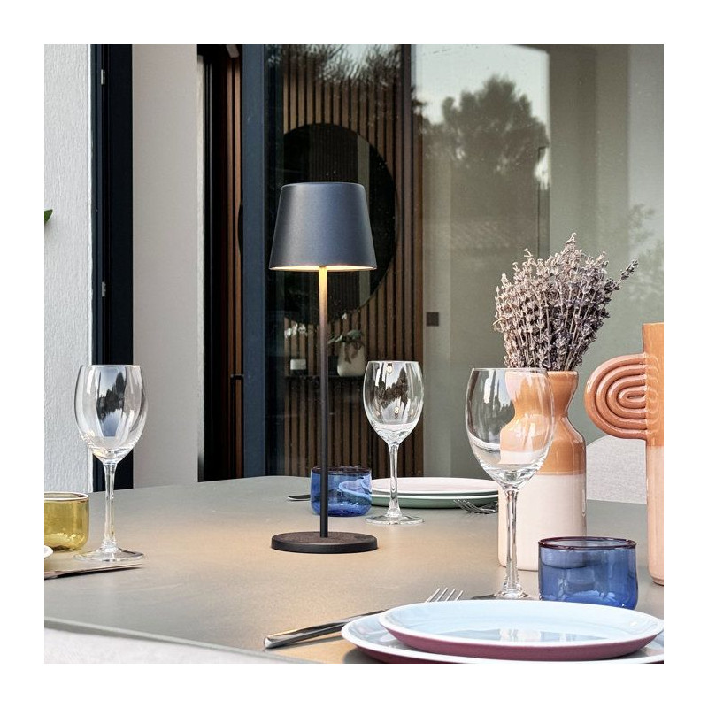 Lampe de table sans fil - LUMISKY - KELLY BLACK - Aluminium noir - LED