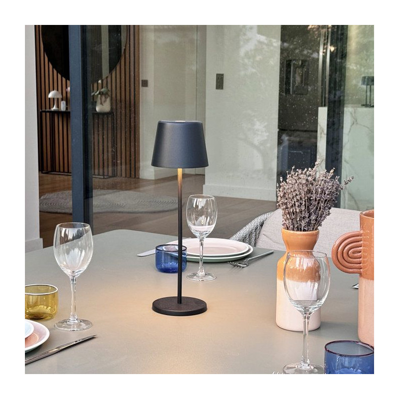 Lampe de table sans fil - LUMISKY - KELLY BLACK - Aluminium noir - LED