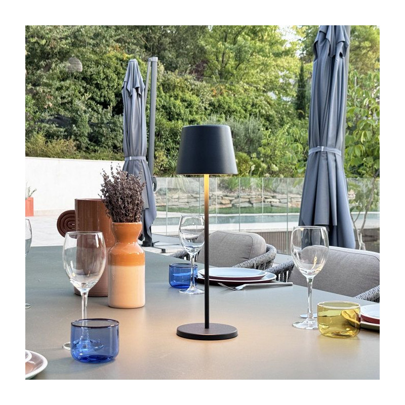 Lampe de table sans fil - LUMISKY - KELLY BLACK - Aluminium noir - LED