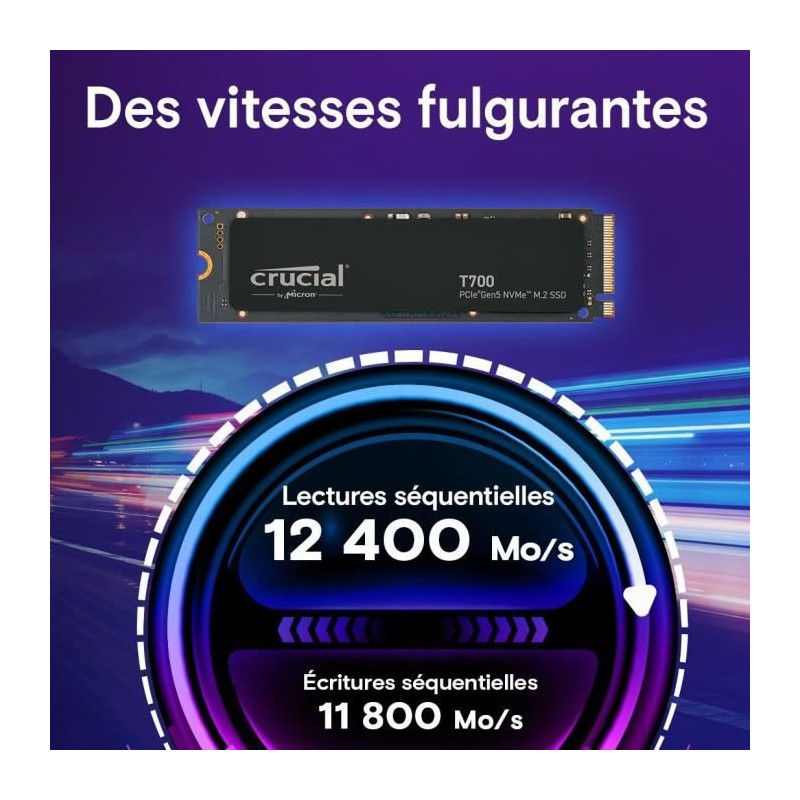 SSD Interne - CRUCIAL - T700 - 4To - PCIe Gen5 NVMe - CT4000T700SSD3