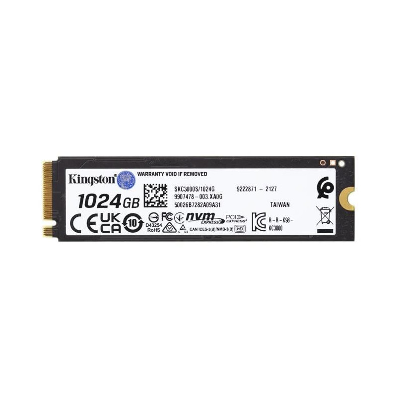 KINGSTON - SSD Interne - KC3000 - 1024Go - M.2 NVMe (SKC3000S/1024G)