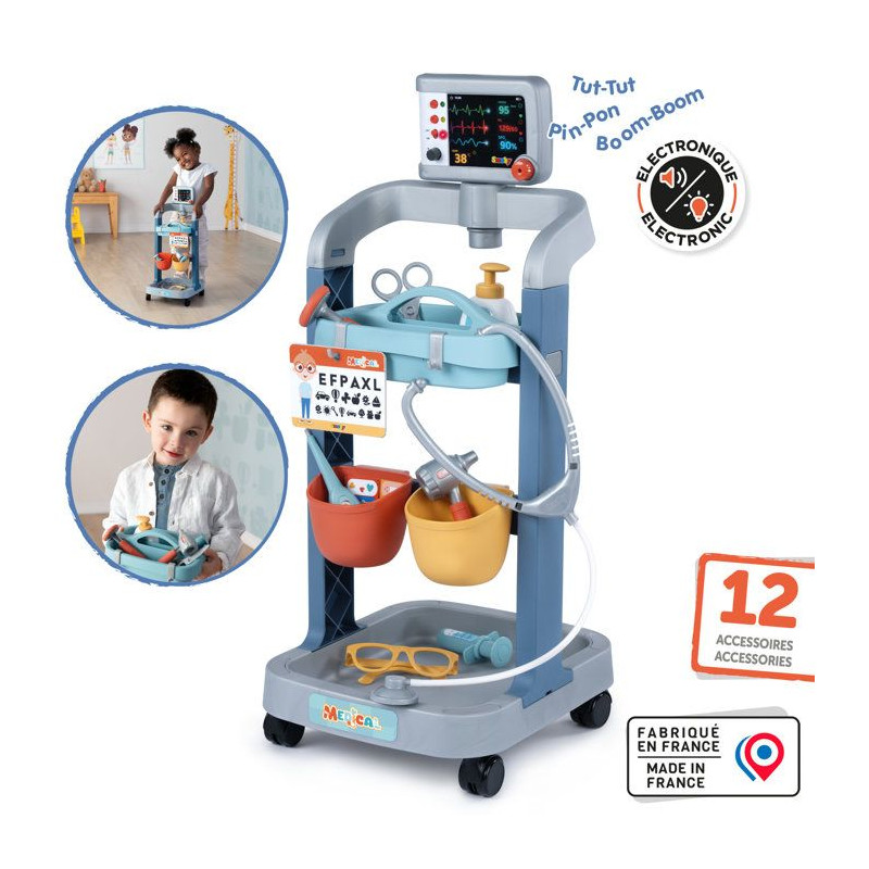 Smoby - Chariot Médical Électronique - Chariot Docteur Enfant - Sons