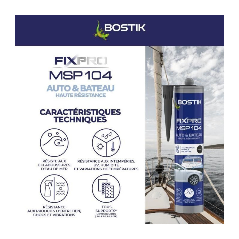 Mastic auto/bateau - BOSTIK - Fixpro MSP 104 - Colle et joint - Résis