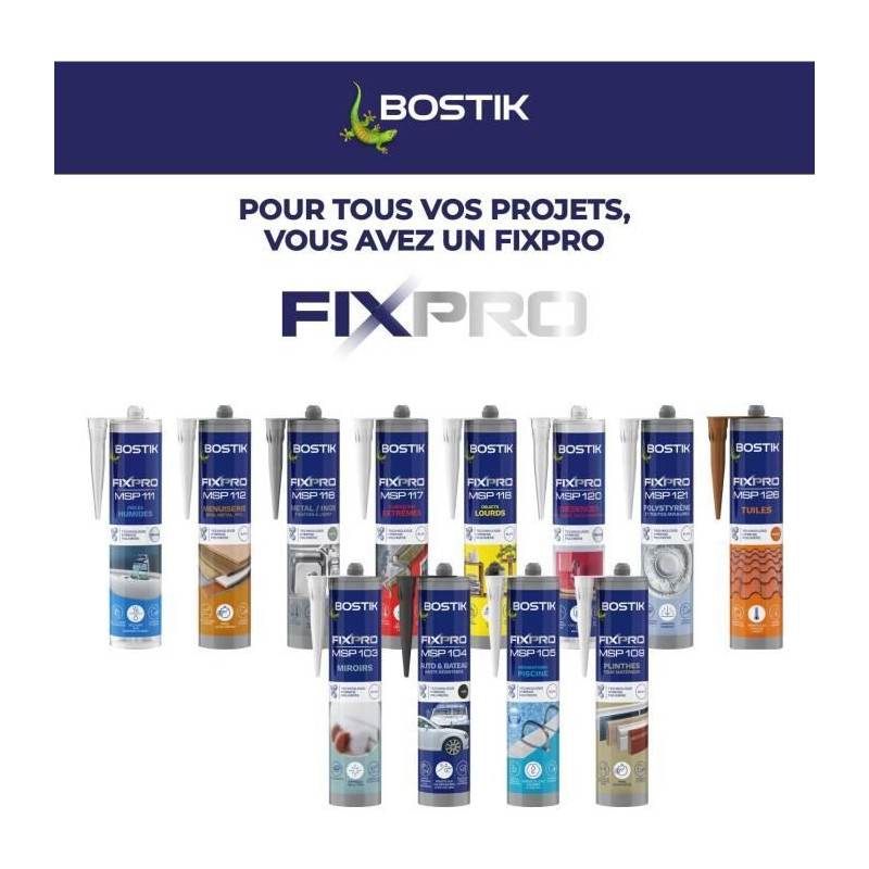 Mastic auto/bateau - BOSTIK - Fixpro MSP 104 - Colle et joint - Résis