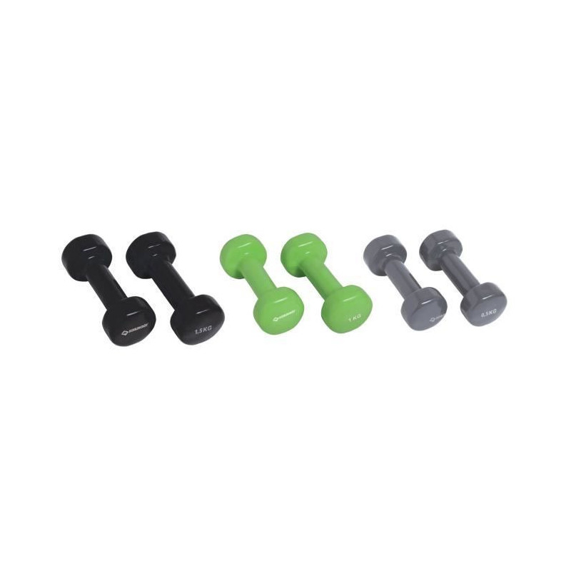 Dumbbell set - SCHILDKROT - 2 x 0.5kg anthracite - 2 x 1.0kg lime gree