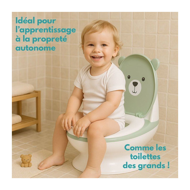Mini toilettes pour bébé - BAMBISOL - Ourson - Vert Amande