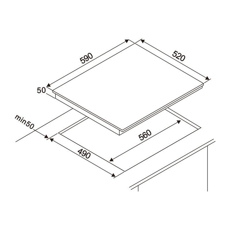 Table de cuisson a induction - OCEANIC - 4 foyers - L59 x P52 cm - OCE