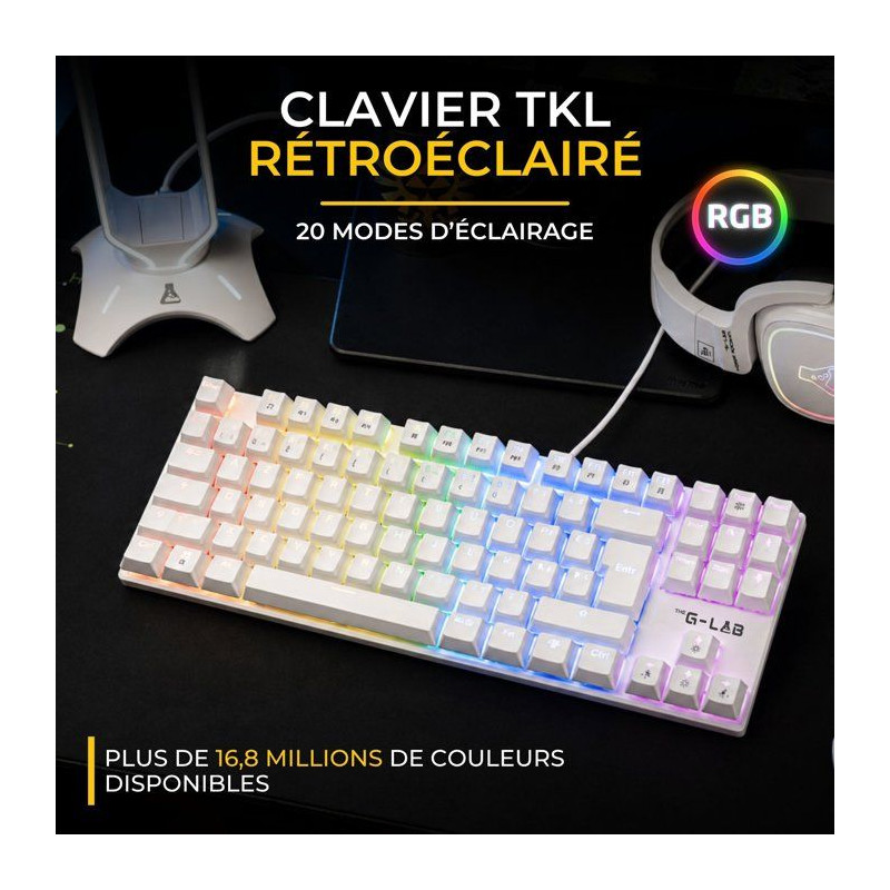 Clavier Gamer - Mécanique Switch Rouge - Rainbow - TKL - Blanc RGB