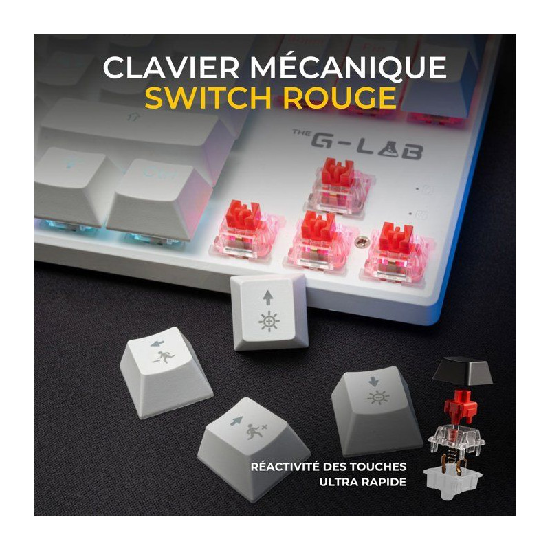 Clavier Gamer - Mécanique Switch Rouge - Rainbow - TKL - Blanc RGB