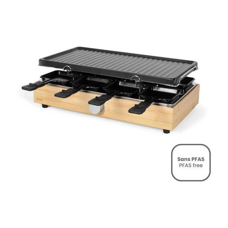 Appareil à raclette - LIVOO - DOC336 - 8 personnes - grill - bambou