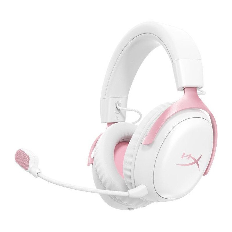 Casque Gamer Sans Fil HyperX Cloud III S Wireless blanc & rose pour PC
