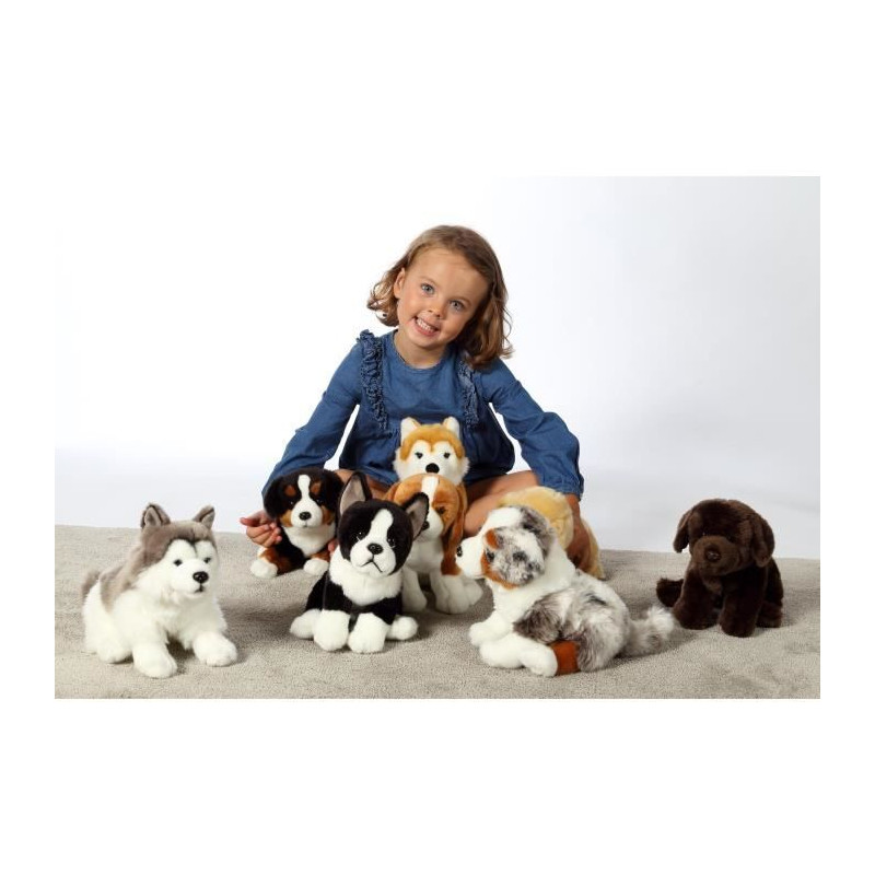 Gipsy Toys - Chien Berger Australien Assis - 25 cm - Blanc - Marron -