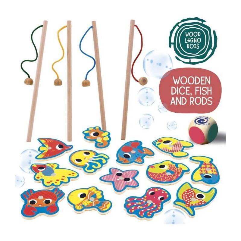 Pêche à la ligne - Jeu Montessori - MONTESSORI BOIS - Pêche Magnét