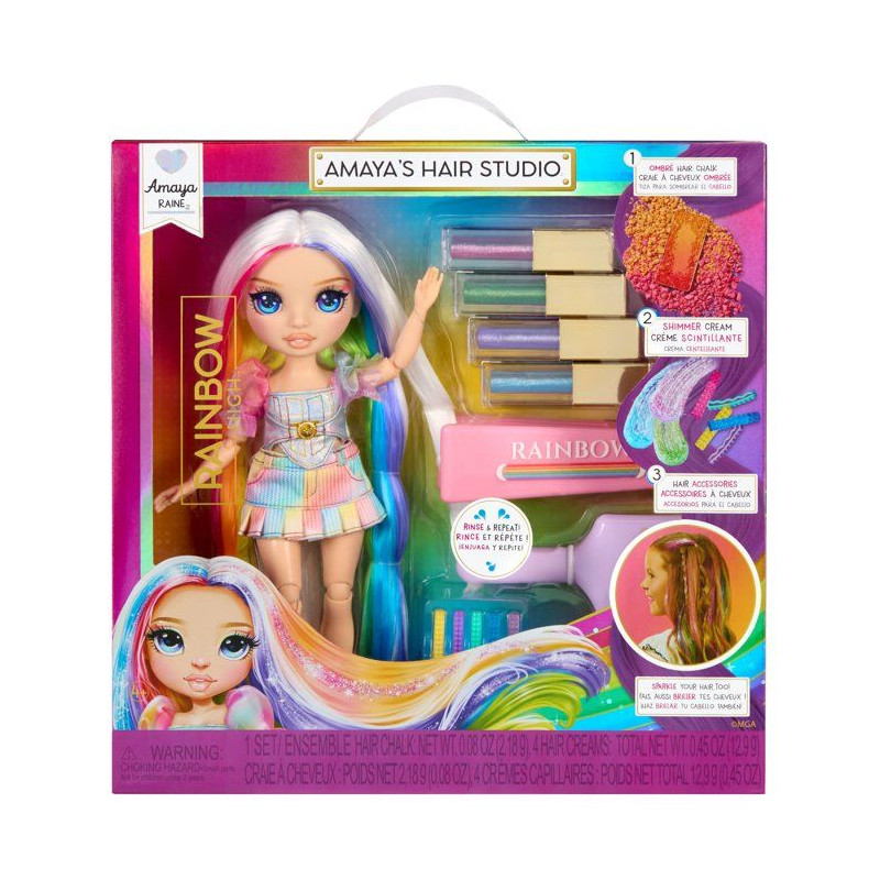 Rainbow High - Hair Studio - Amaya - Poupée de 27 cm - Accessoires In