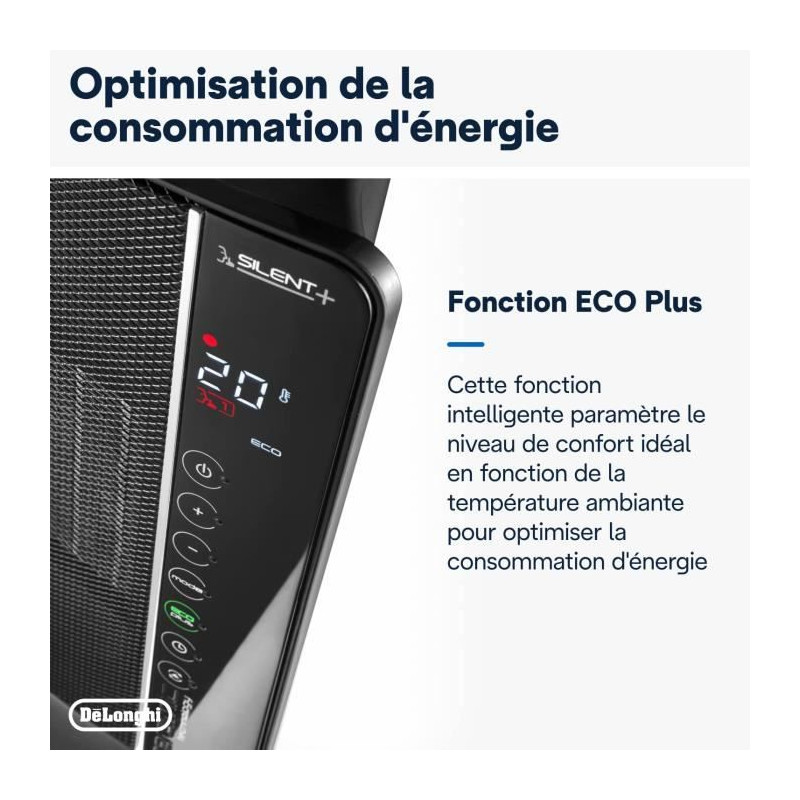 DELONGHI Soufflant céramique - DCH7993ER.BC -2400W - Noir et chrome