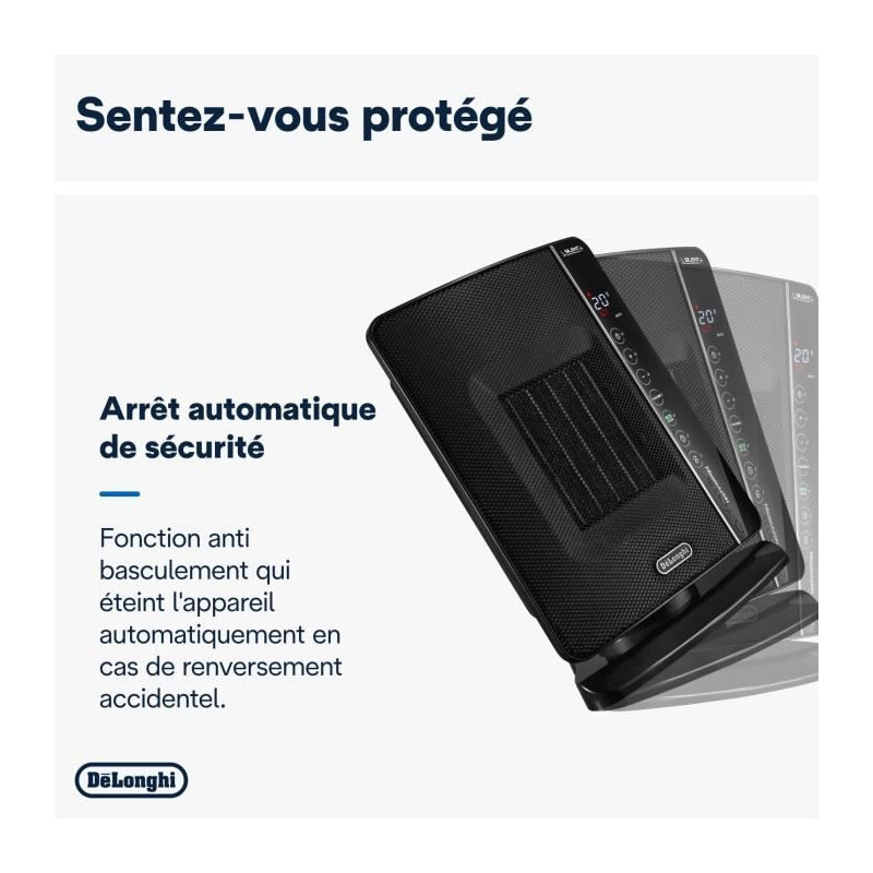 DELONGHI Soufflant céramique - DCH7993ER.BC -2400W - Noir et chrome