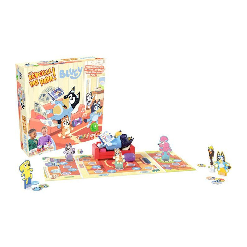 Réveille pas papa Bluey - jeu de société - GOLIATH - suspense et ha