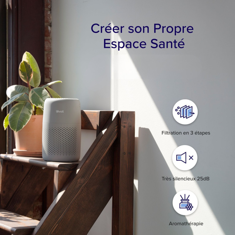 Purificateur d'air - Levoit - Core Mini Pro - Filtration 3 étapes - S