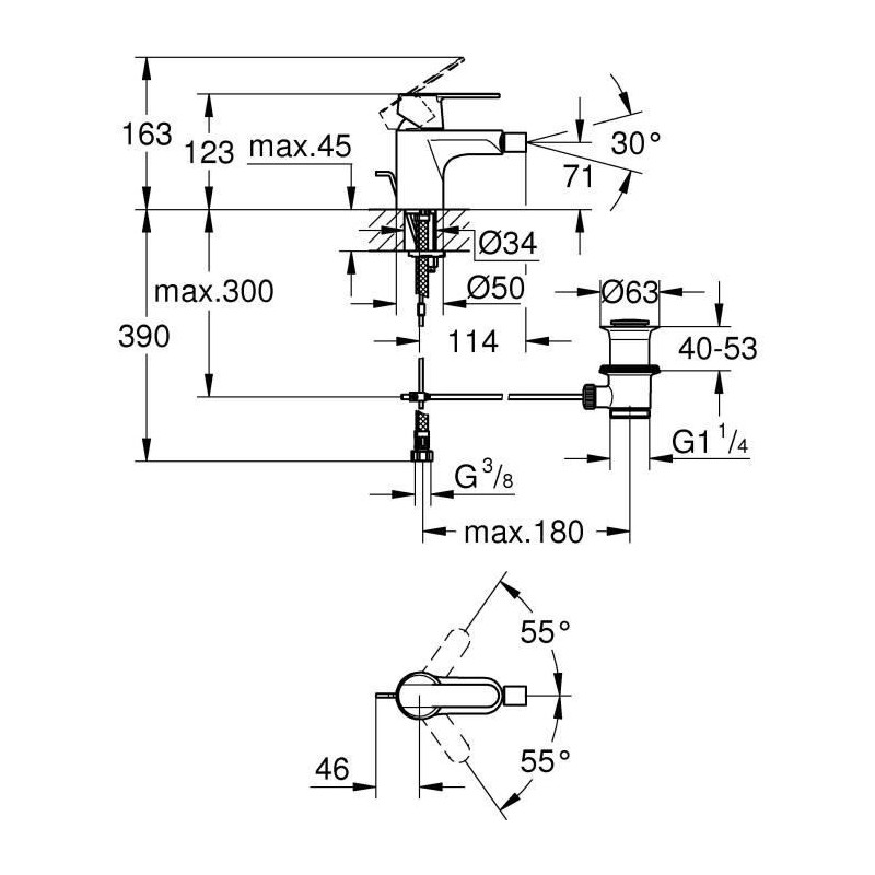 Grohe Mixer Monocomande Bidet Size S Get Chromé 32885000
