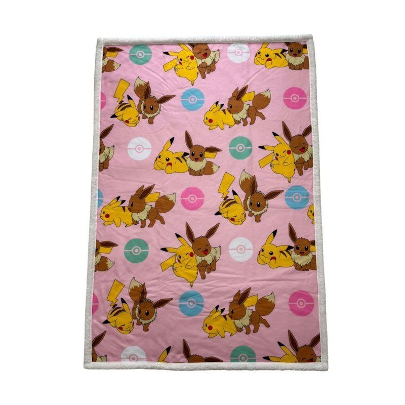 Plaid Sherpa - POKEMON - Pikachu Evoli Rotary - 100 x 150 cm