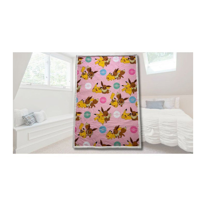 Plaid Sherpa - POKEMON - Pikachu Evoli Rotary - 100 x 150 cm