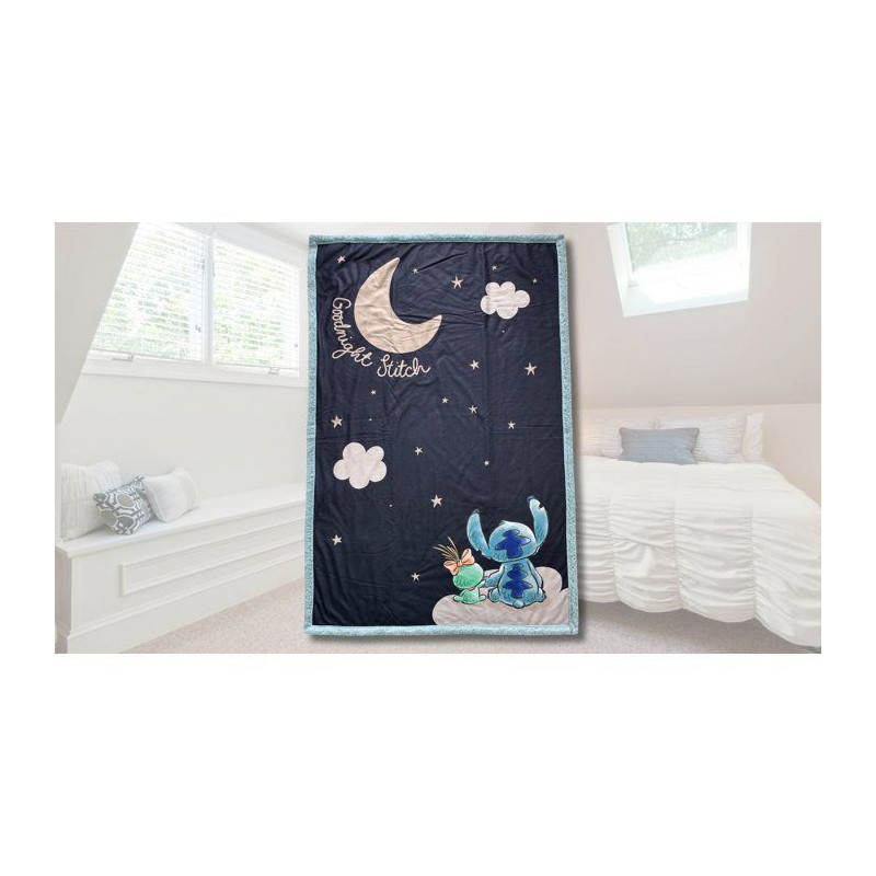 Plaid Sherpa - DISNEY STITCH - Good Night - 100 x 150 cm