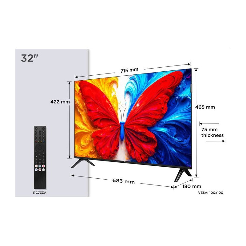 TCL 3S25L - TV QLED 32" (81 cm) - Full HD 1920x1080 - HDR10 - Android