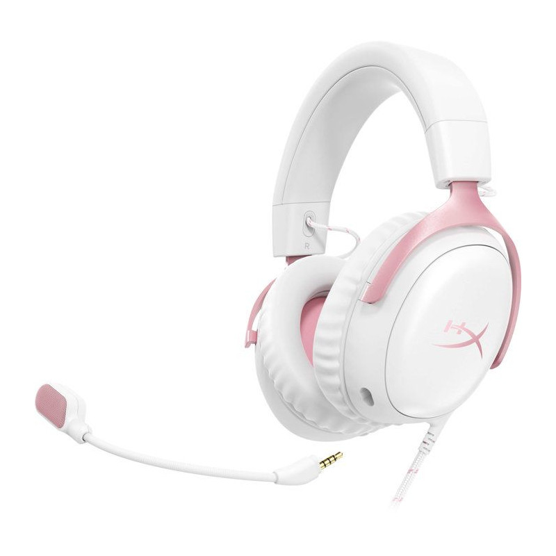 Casque Gamer Filaire HyperX Cloud III blanc & rose pour PC PS5 PS4 Xbo