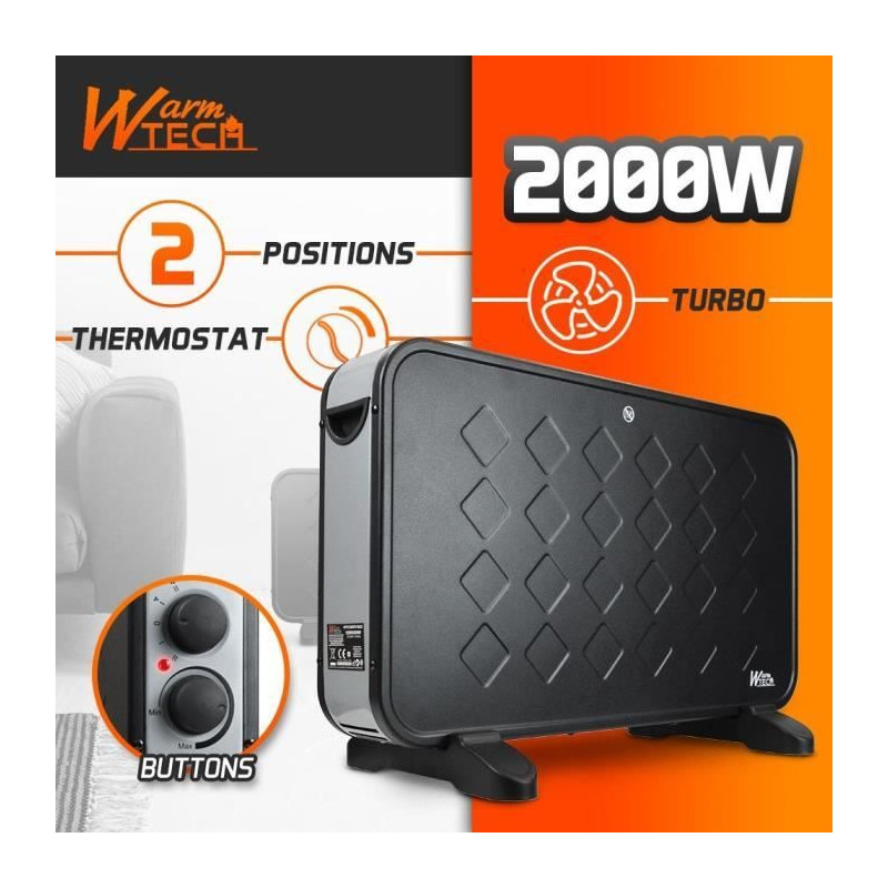 Convecteur mobile avec soufflerie - 2000 W - WARMTECH - WTTC2000TV-BL2