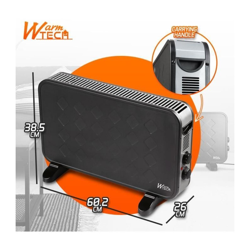 Convecteur mobile avec soufflerie - 2000 W - WARMTECH - WTTC2000TV-BL2