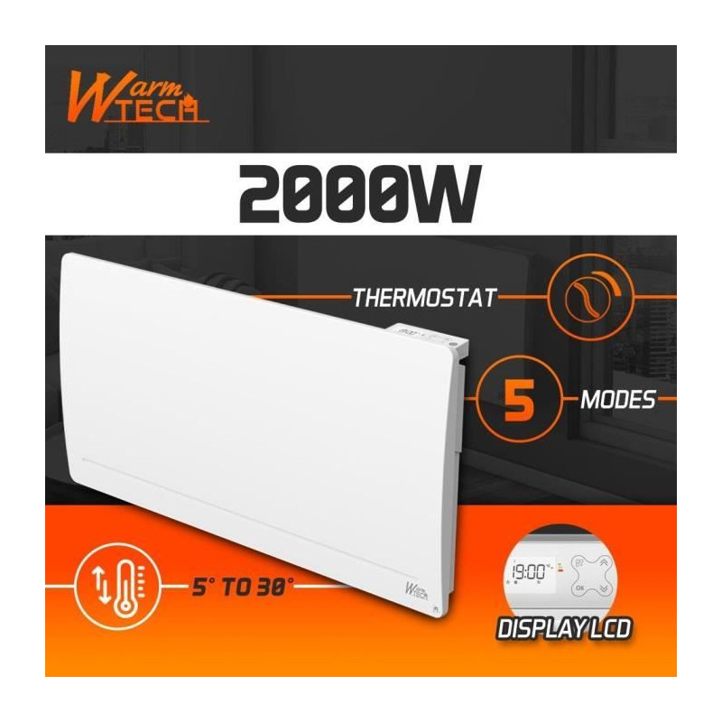 Radiateur fixe à inertie fonte - 2000 W - WARMTECH - WTFURIUS20 - Hor