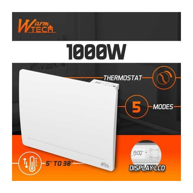 Radiateur fixe à inertie fonte - 1000 W - WARMTECH - WTFURIUS10 - Hor
