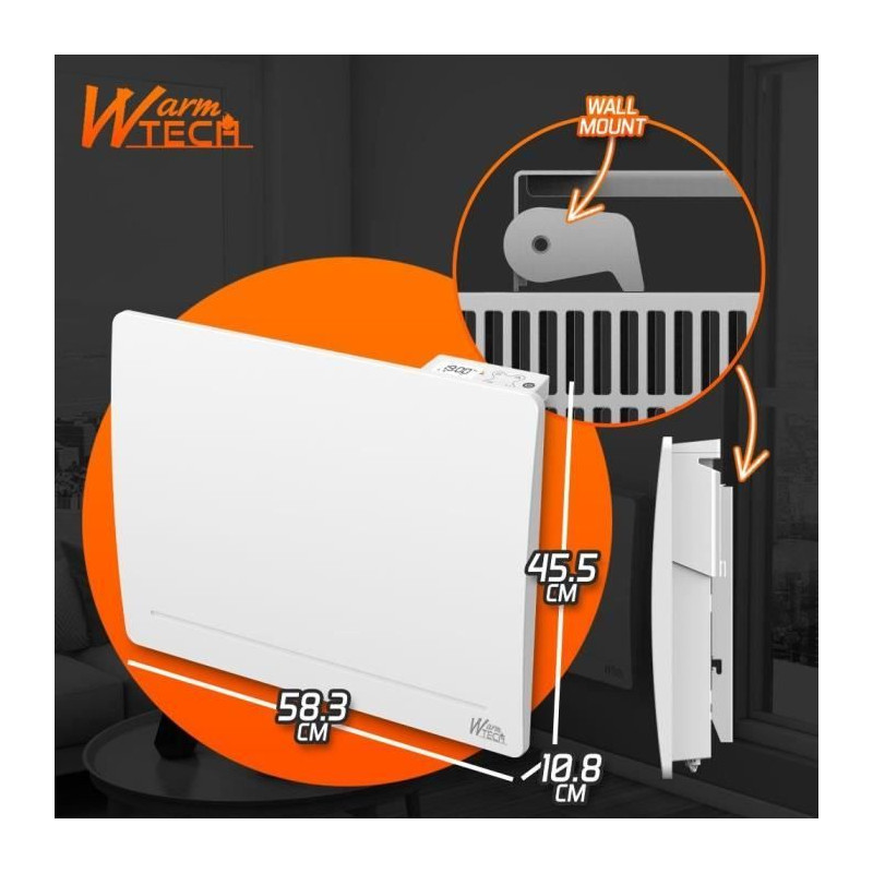 Radiateur fixe à inertie fonte - 1000 W - WARMTECH - WTFURIUS10 - Hor