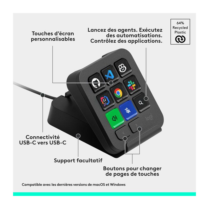 Pavé macro programmable - Filaire - Logitech - MX Keypad - Graphite