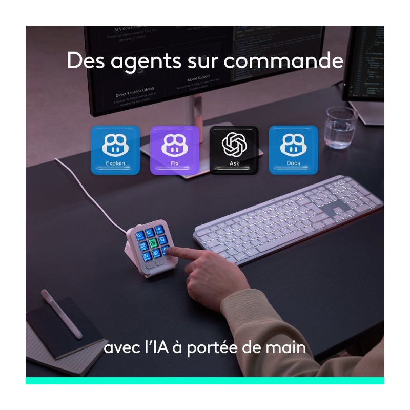 Pavé macro programmable - Filaire - Logitech - MX Keypad - Gris pâle