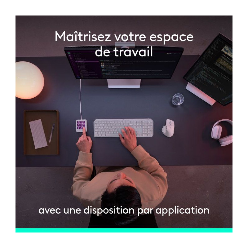 Pavé macro programmable - Filaire - Logitech - MX Keypad - Gris pâle