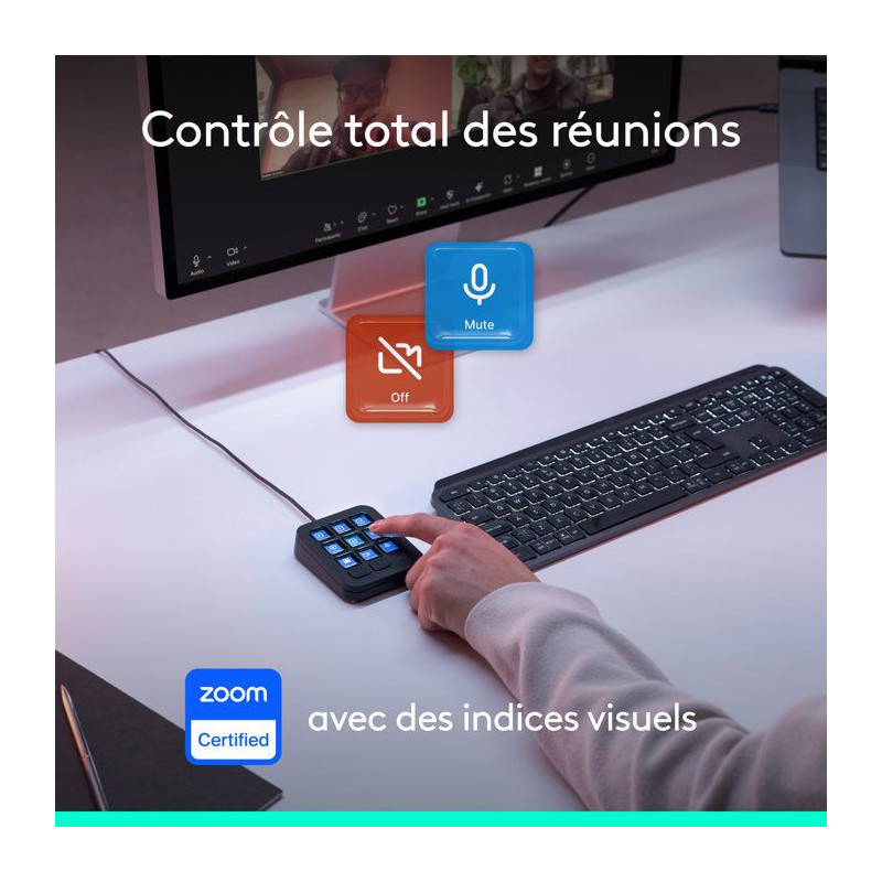 Pavé macro programmable - Filaire - Logitech - MX Keypad - Gris pâle