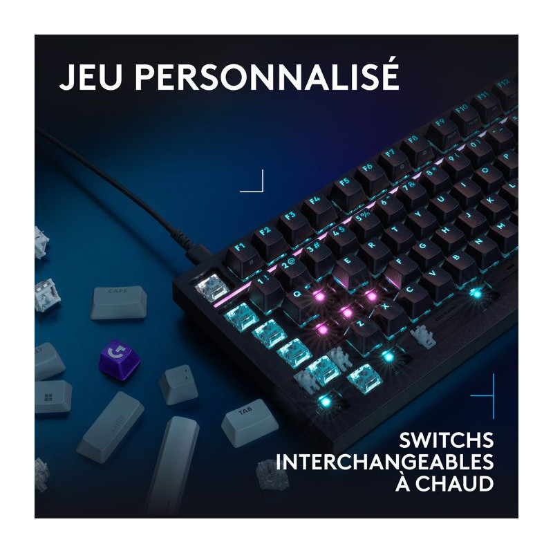 Clavier gamer - Filaire - Logitech G - G316 X 75 - AZERTY - USB - Noir