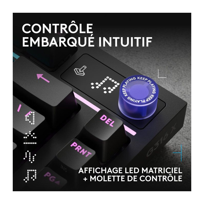 Clavier gamer - Filaire - Logitech G - G316 X 75 - AZERTY - USB - Noir