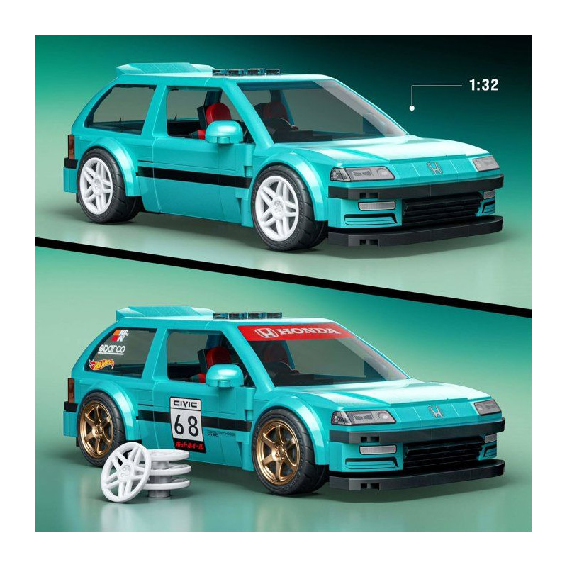 Jeu de construction - HOT WHEELS - JHF62 - Brick Shop Honda Civic EF -