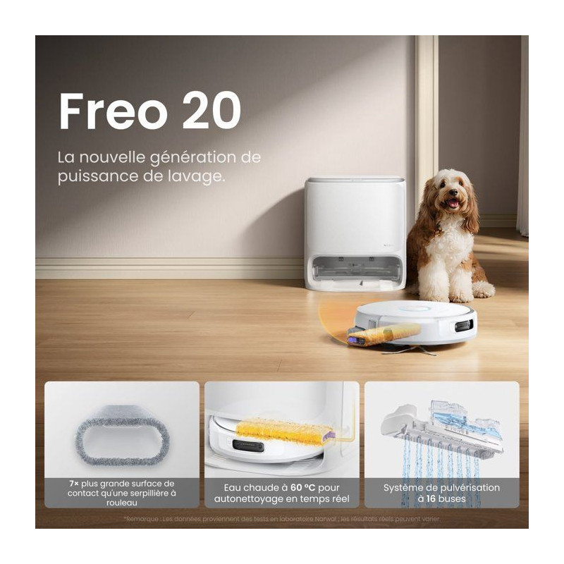 NARWAL Freo 20 - Robot Aspirateur Laveur - 31 000 Pa - Station autonet