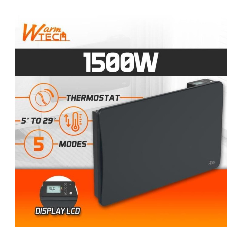 Radiateur fixe à inertie céramique - 1500 W - WARMTECH - WTZEUS15-N