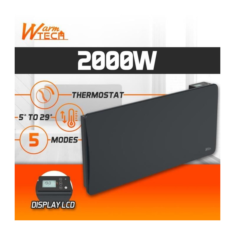 Radiateur fixe à inertie céramique - 2000 W - WARMTECH - WTZEUS20-N