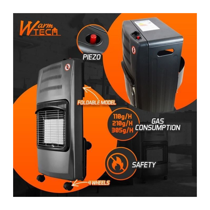 Chauffage au gaz - WARMTECH - WTCC4200-25 - 4200 W - Avec roues
