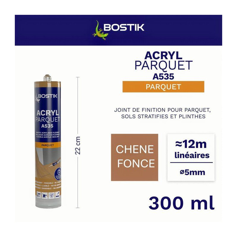 Mastic acrylique - BOSTIK - Joint Acryl Parquet - Compatible tous vern